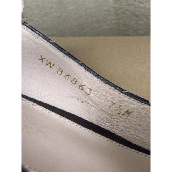 Stuart Weitzman Black Leather Pointed Toe Pumps Block Heel Size 7.5M - Picture 12 of 13